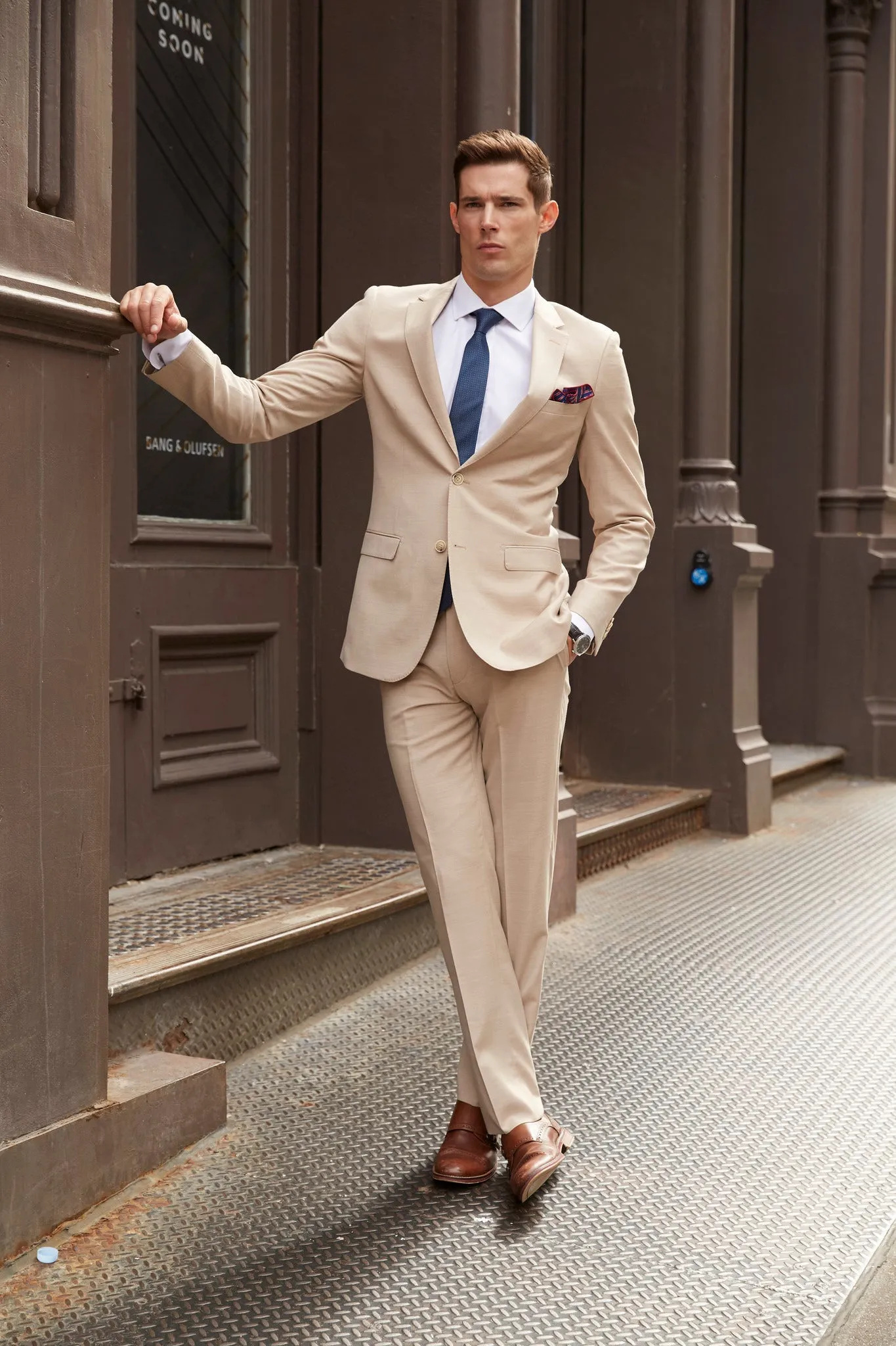 100% Merino Wool Beige Suit