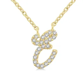 10K Yellow Gold Diamond Initial "E" Necklace, 0.07 Carat TW