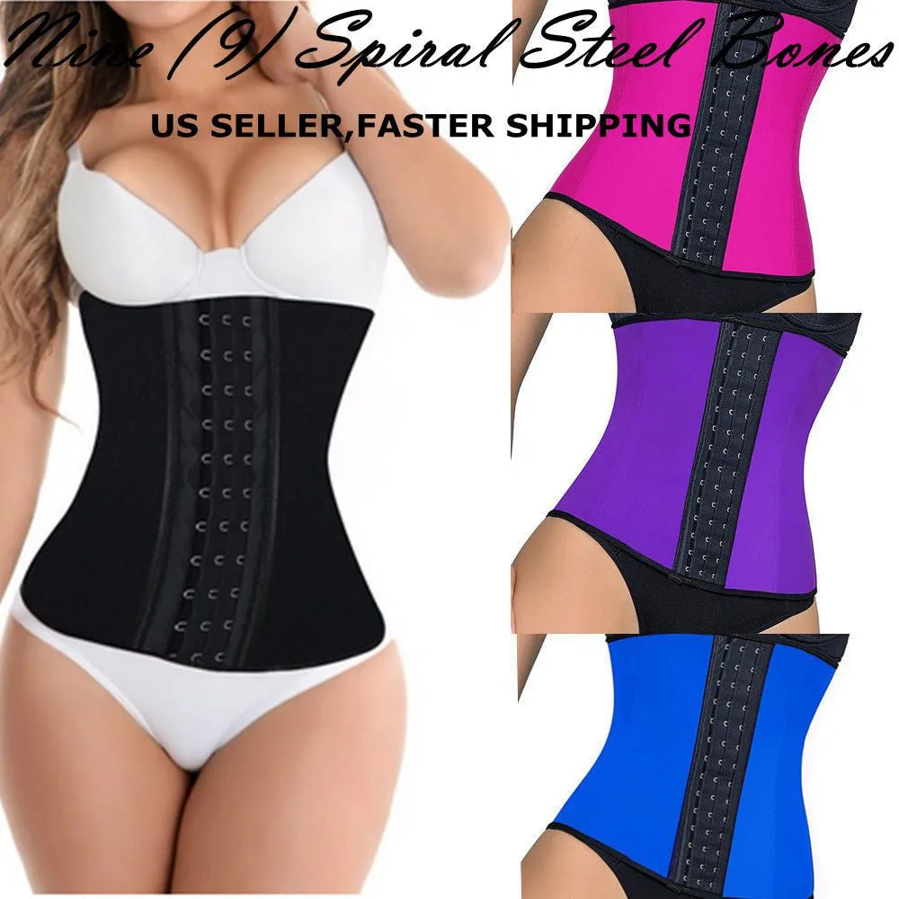 2016 Hot Body Shapers Latex Waist Cincher Waist Trainer Corsets Underbust Waist Corsets 9 Steel Bones Slim Belt Fajas Plus Size