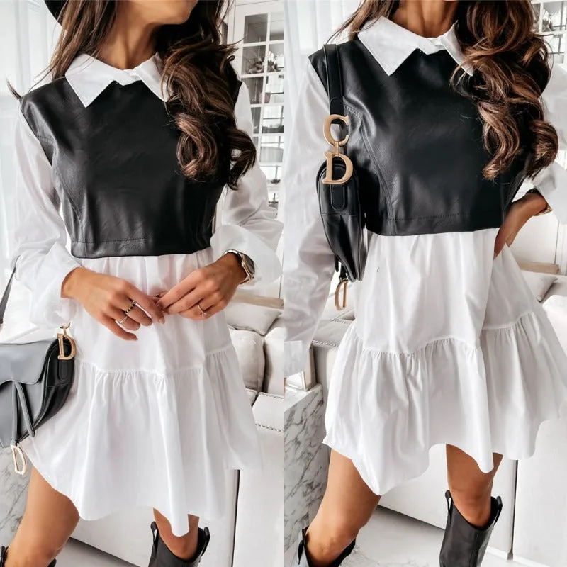 21 VANESSA Faux Leather Shirt Dress