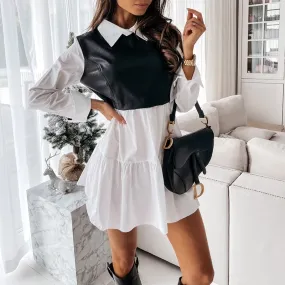 21 VANESSA Faux Leather Shirt Dress