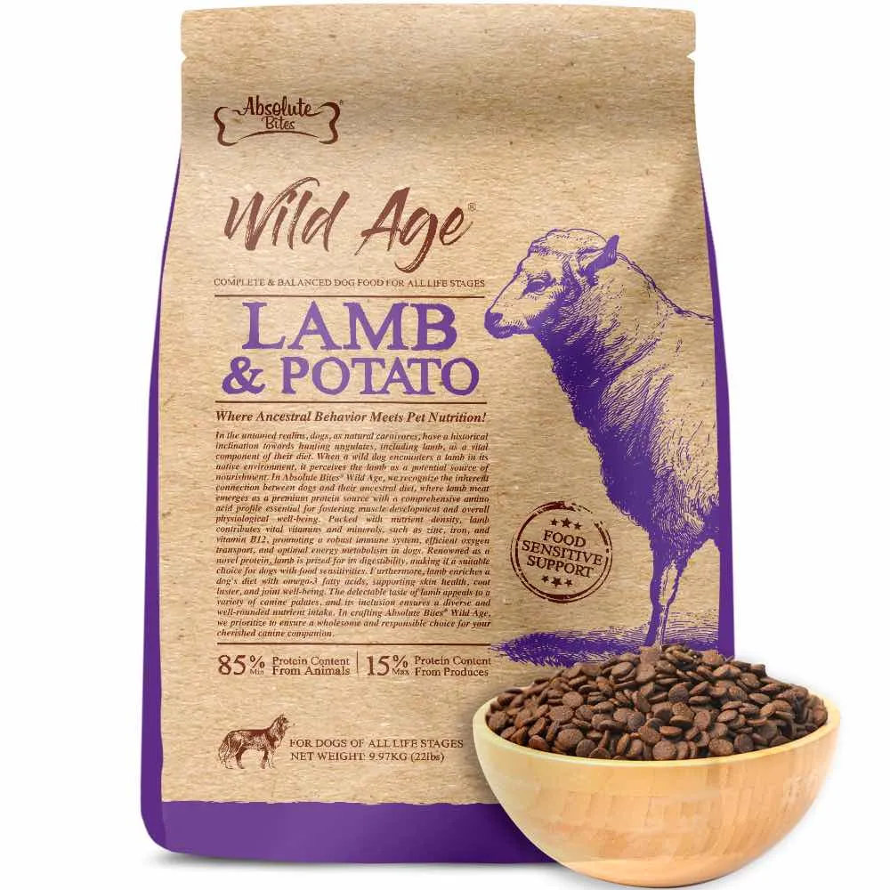 34% OFF FREE Wipes: Absolute Bites Wild Age Lamb & Potato Dry Dog Food