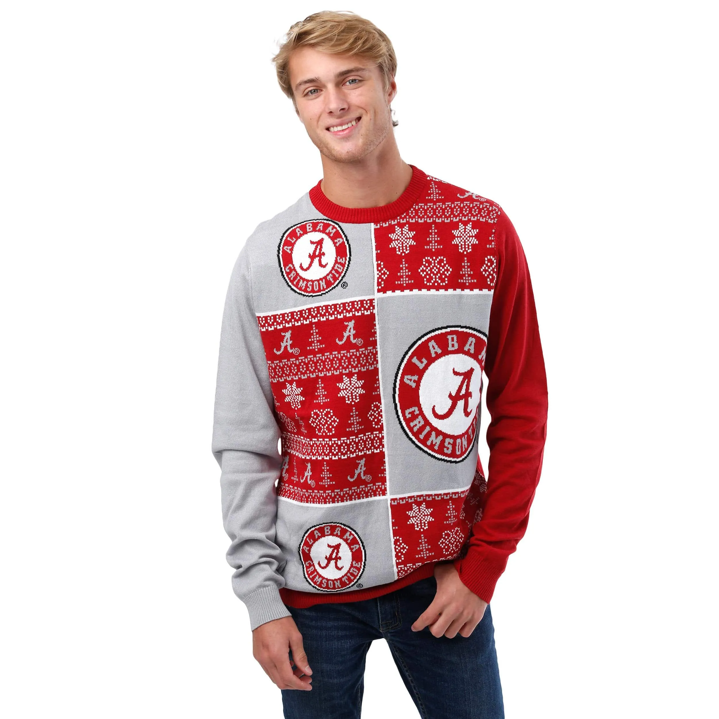 Alabama Crimson Tide NCAA Mens Busy Block Snowfall Sweater