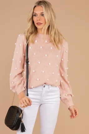 All That You Need Blush Pink Pompom Sweater