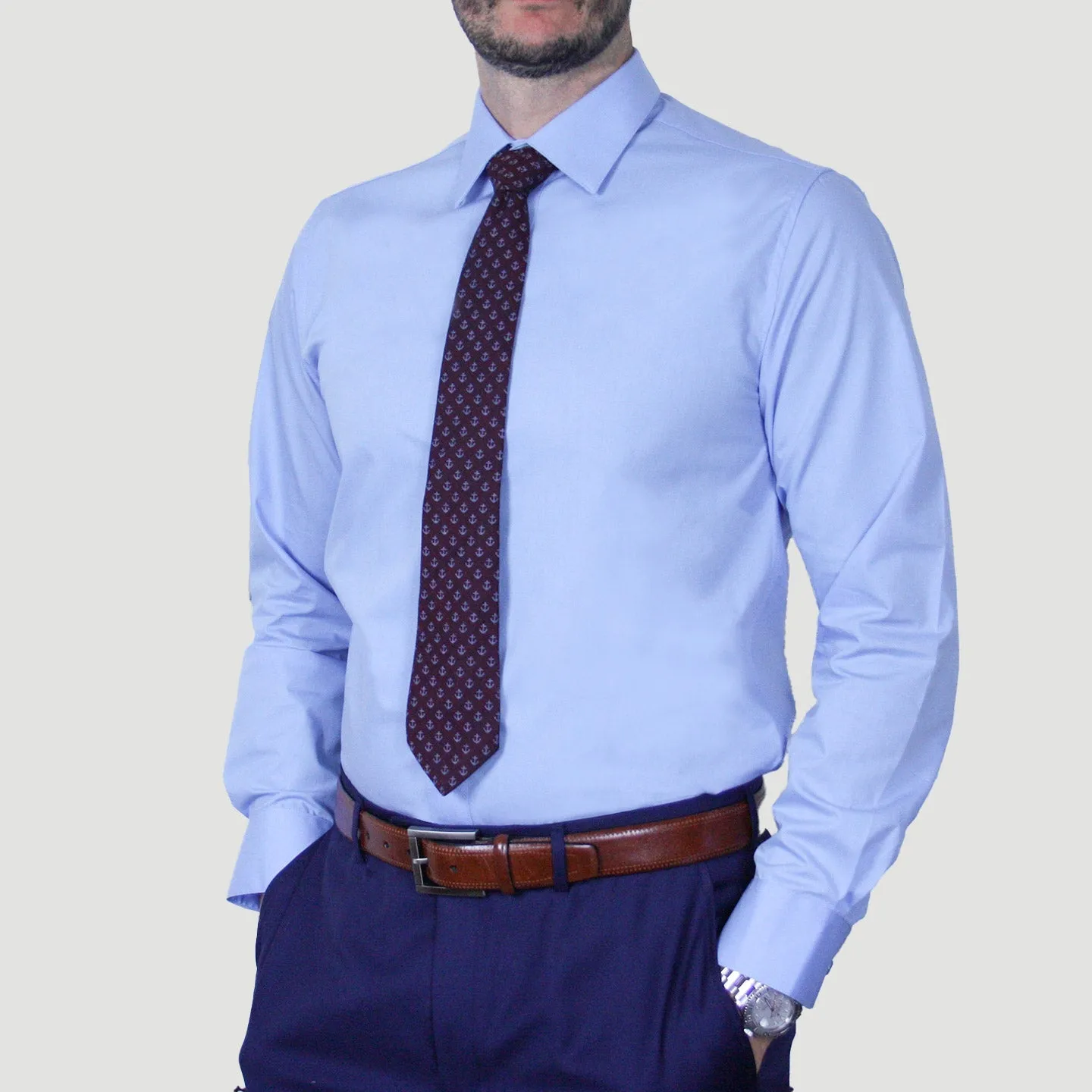 Arturo Modern Fit Dress Shirt in Lt Blue Long Sleeve, No Pocket