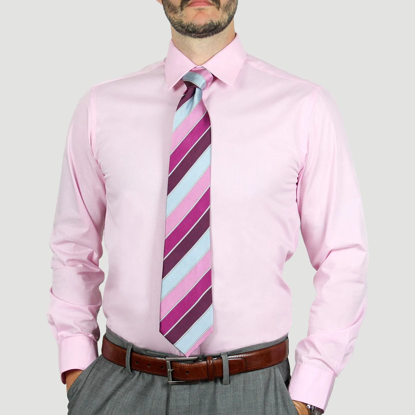 Arturo Modern Fit Dress Shirt in Pink Long Sleeve, No Pocket