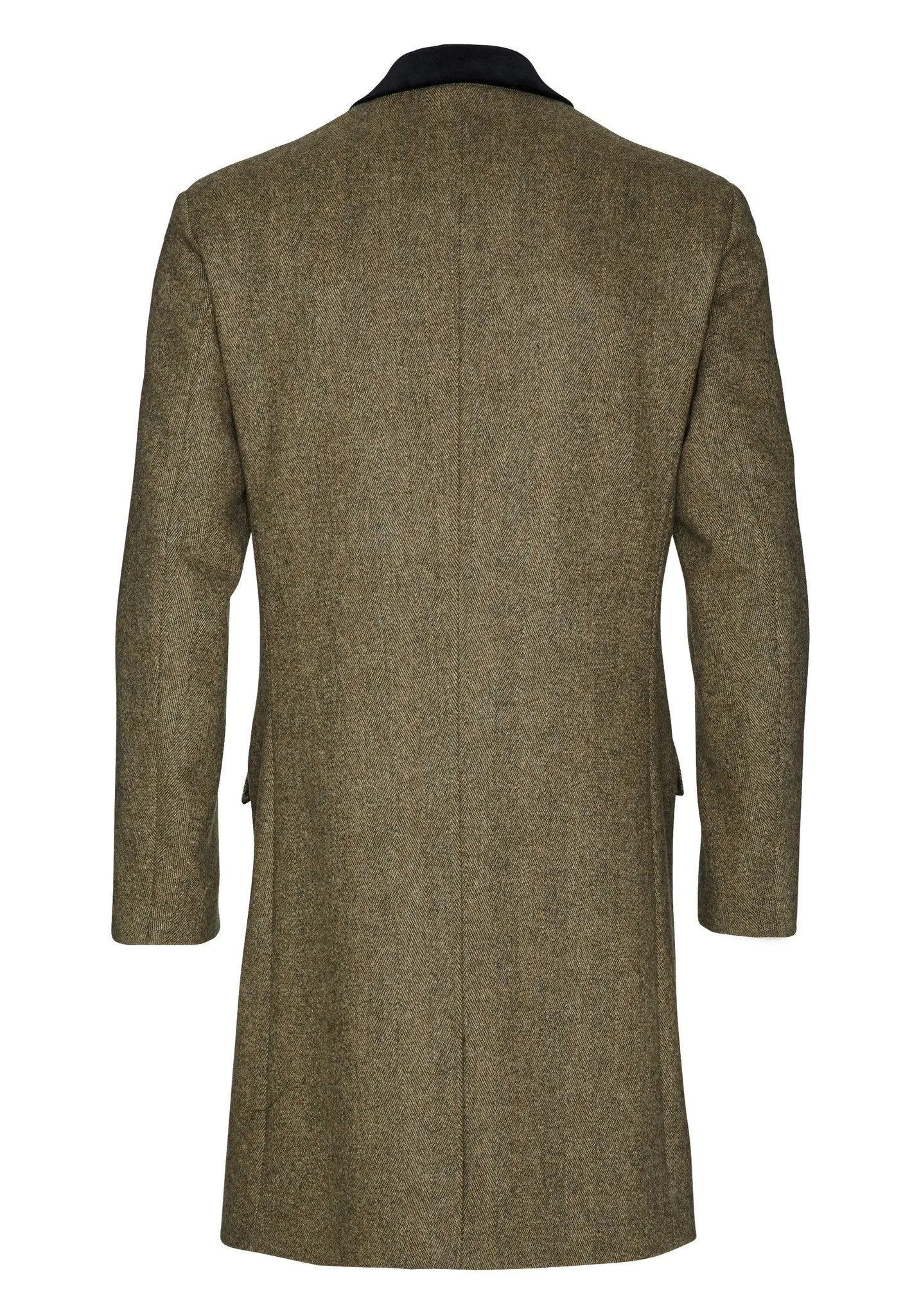 Ascot Herringbone Covert Coat - GREEN