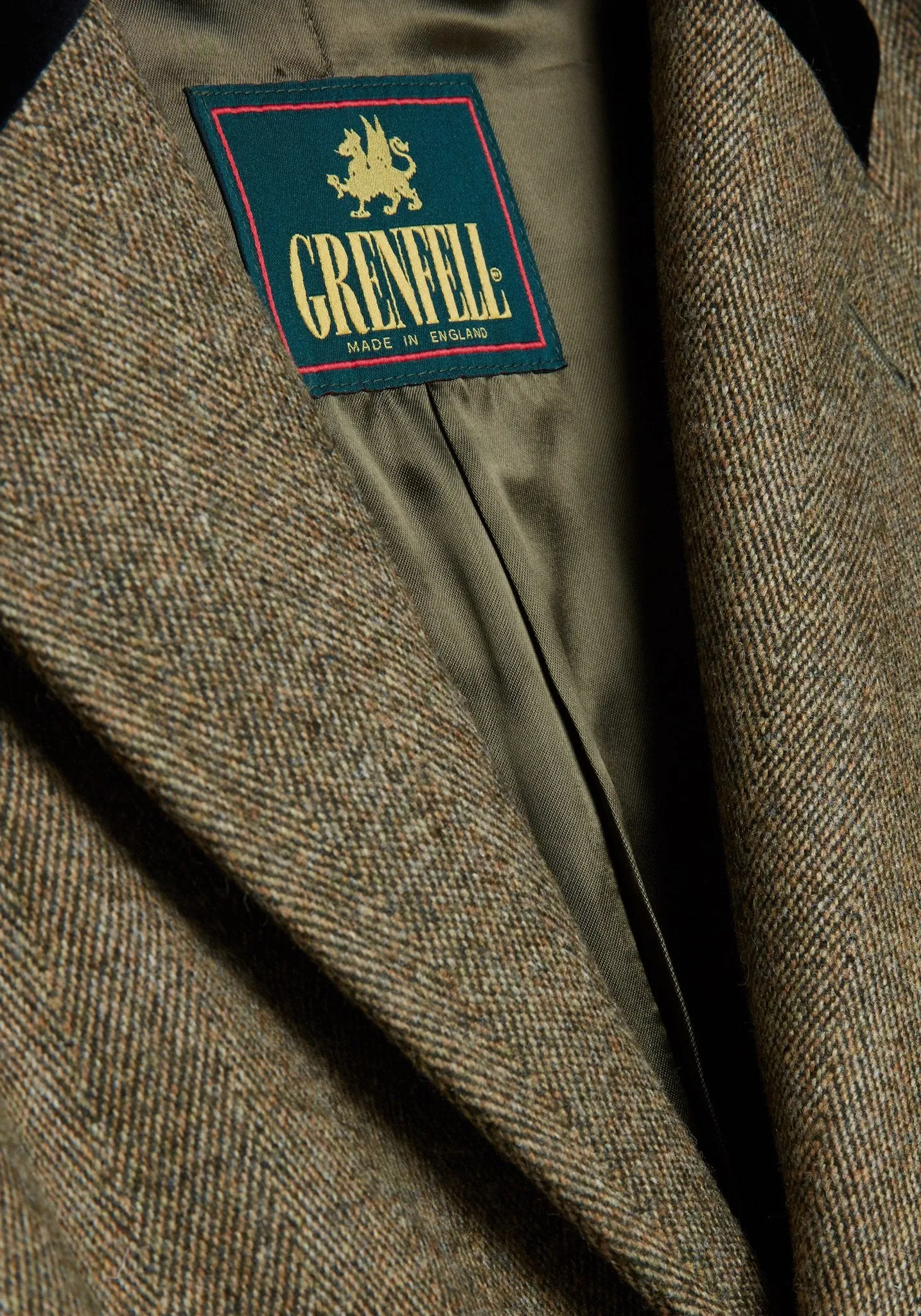 Ascot Herringbone Covert Coat - GREEN