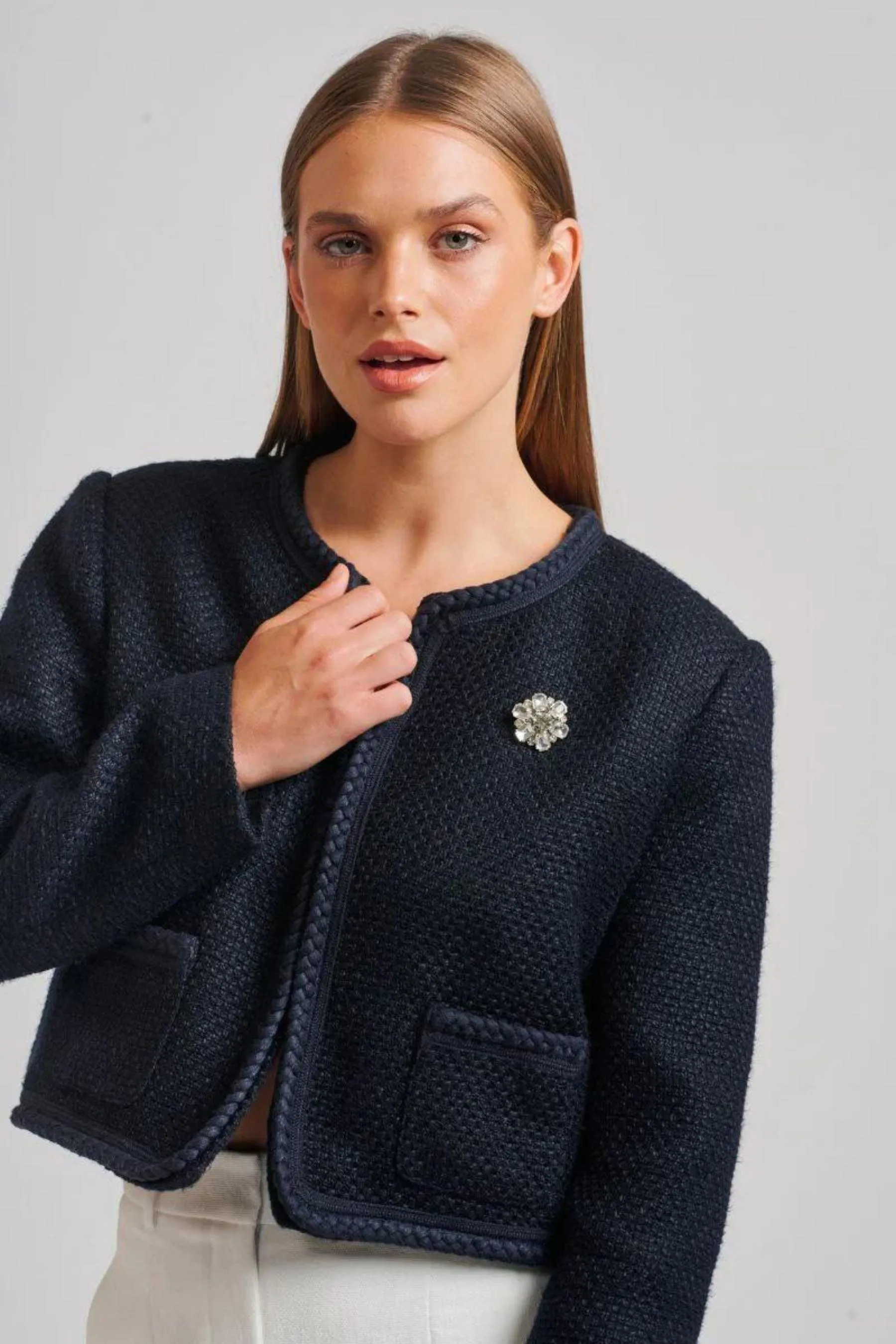 Audrey Boucle Jacket | Navy