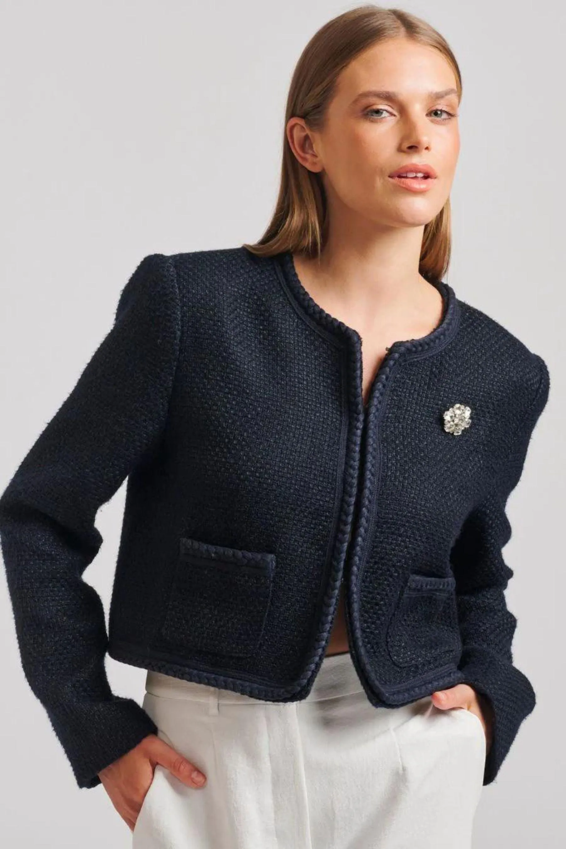 Audrey Boucle Jacket | Navy