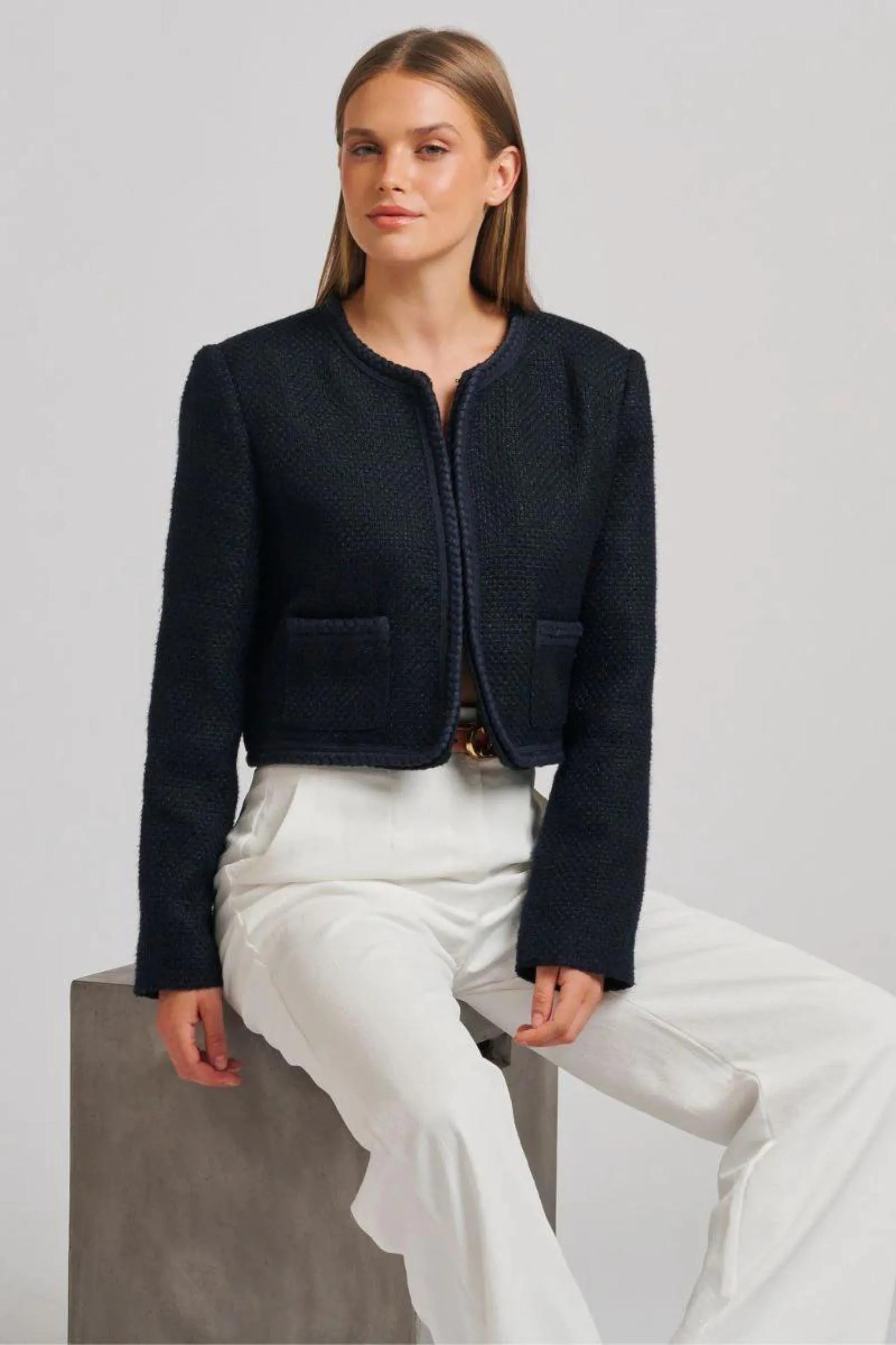 Audrey Boucle Jacket | Navy