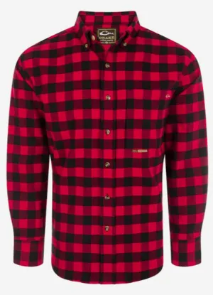 Autumn Brushed Twill Buffalo Plaid LS in Chili Pepper Red by Drake