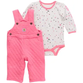 Baby Girls' 2-Piece Long Sleeve Bodysuit & Quilted Overall Set