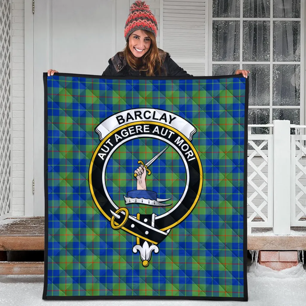 Barclay Hunting Ancient Tartan Quilt with Family Crest