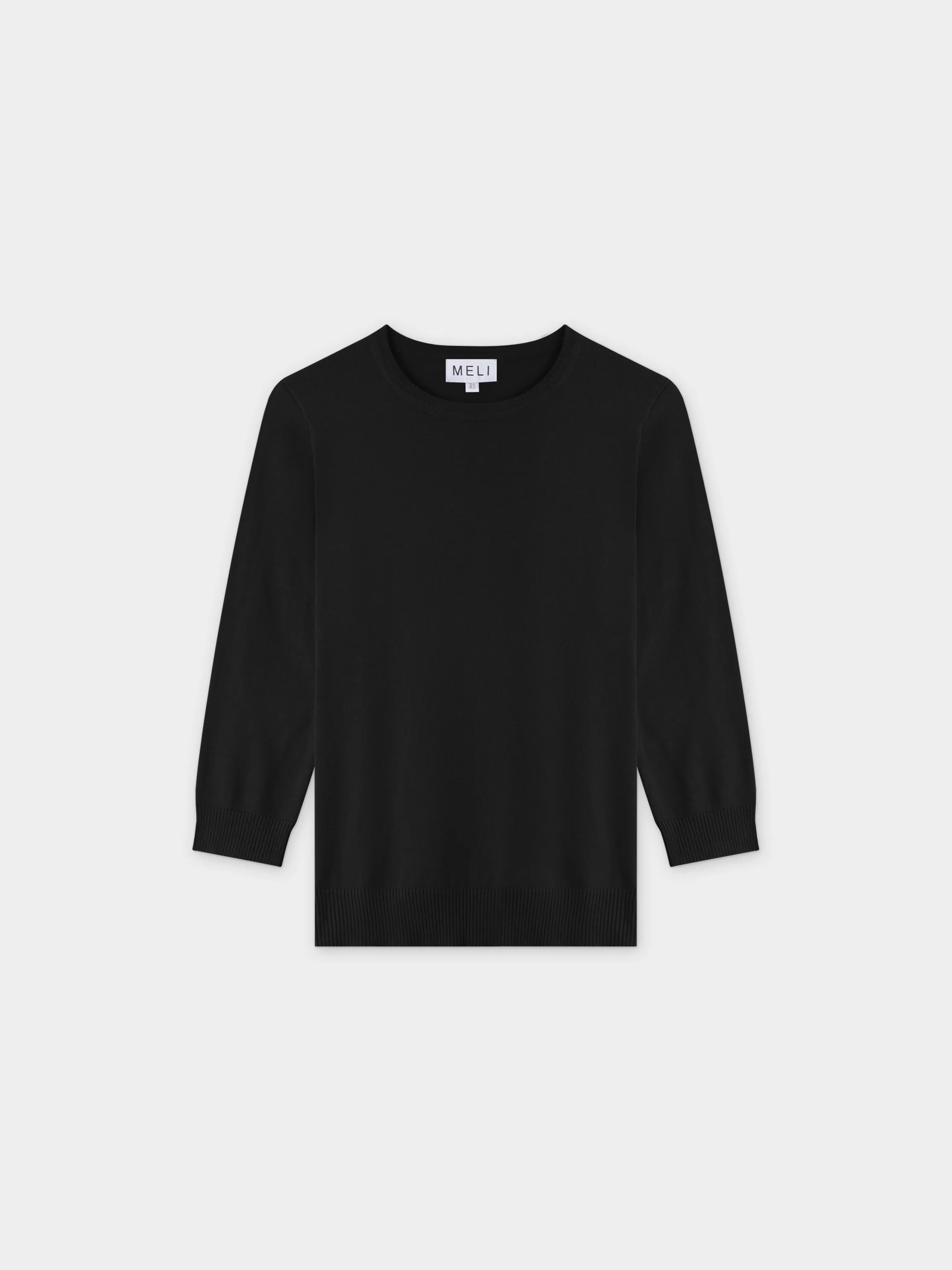 BASIC CREW SWEATER (3Q) - BLACK