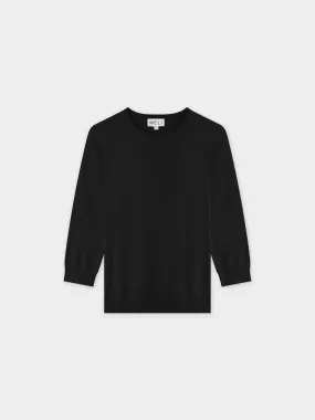 BASIC CREW SWEATER (3Q) - BLACK