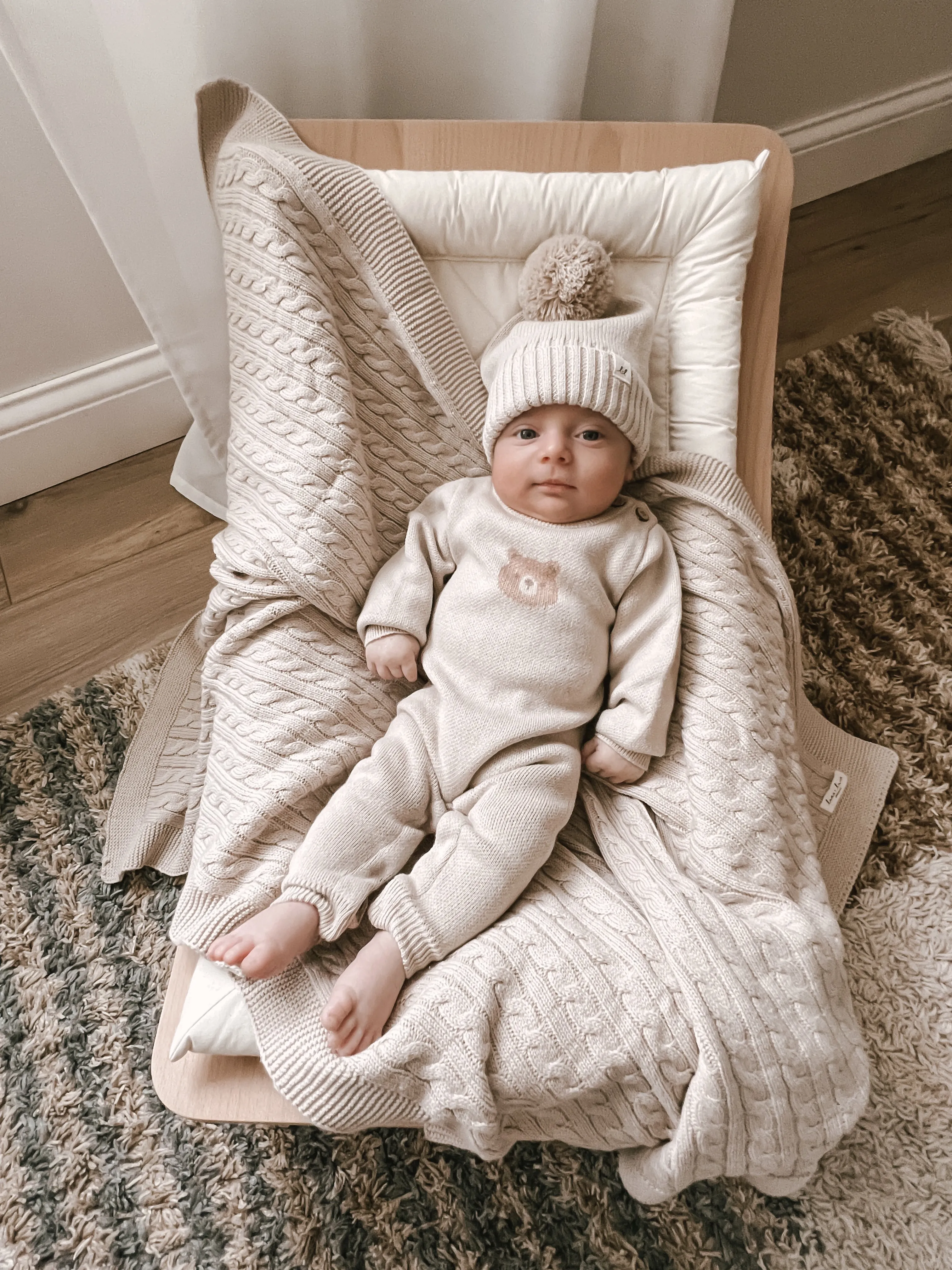 Bear Jacquard Baby Jumpsuit