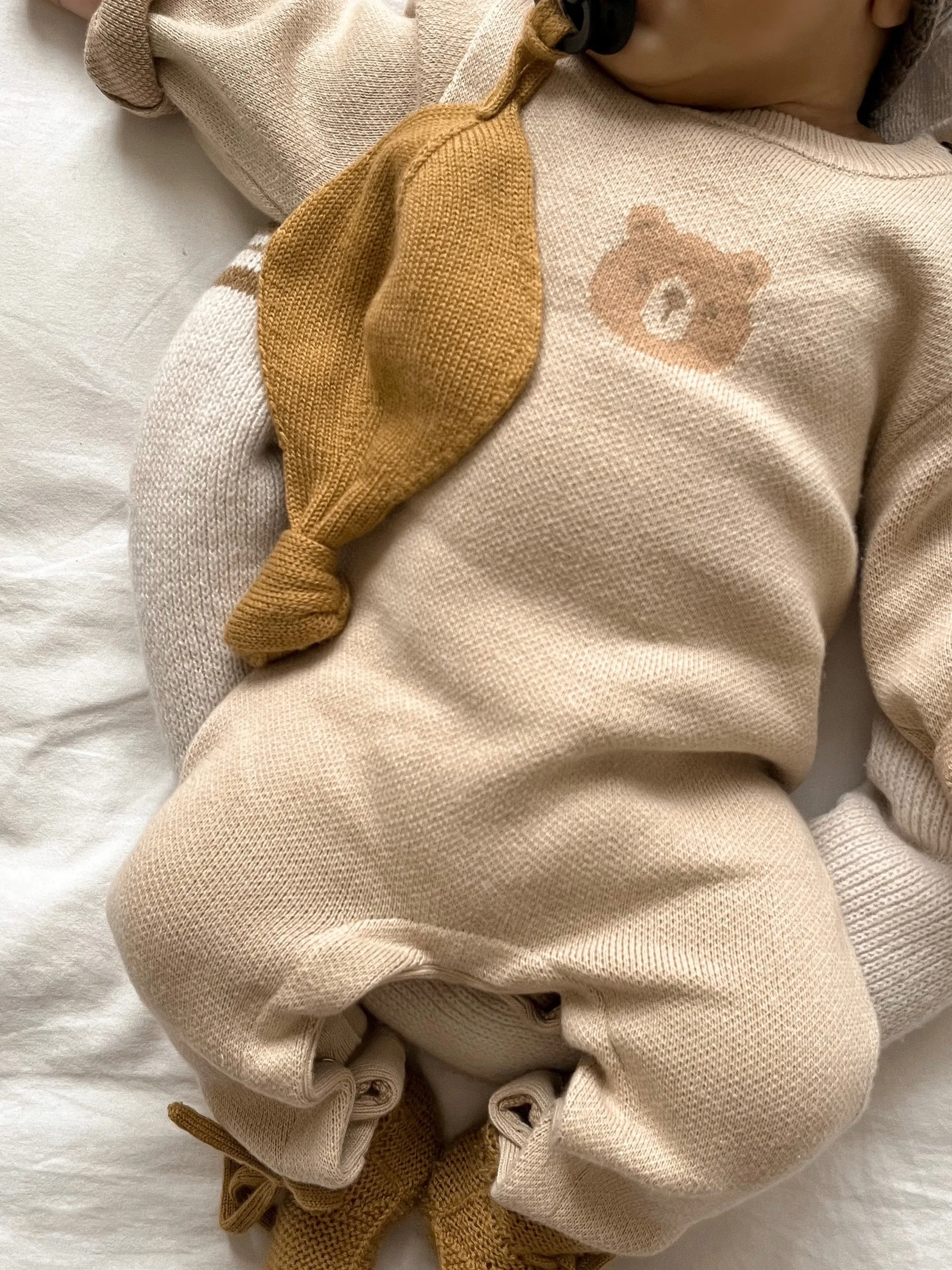 Bear Jacquard Baby Jumpsuit