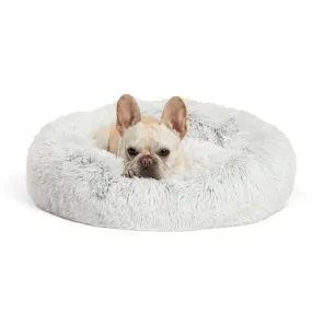 Best Friends by Sheri Luxury 23" Shag Faux Fur Donut Pet Bed, Frost White (Used)