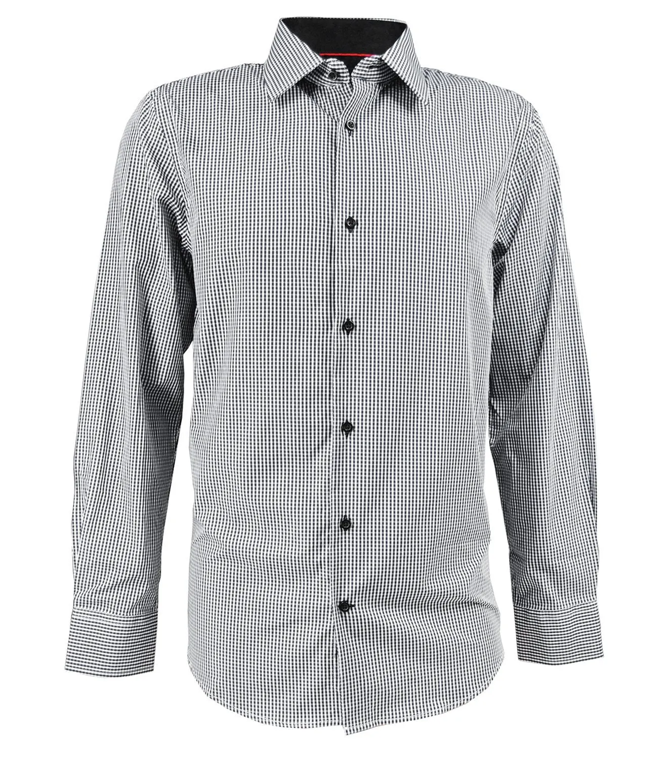 Black and White Gingham Men's Dress Shirt by Cado