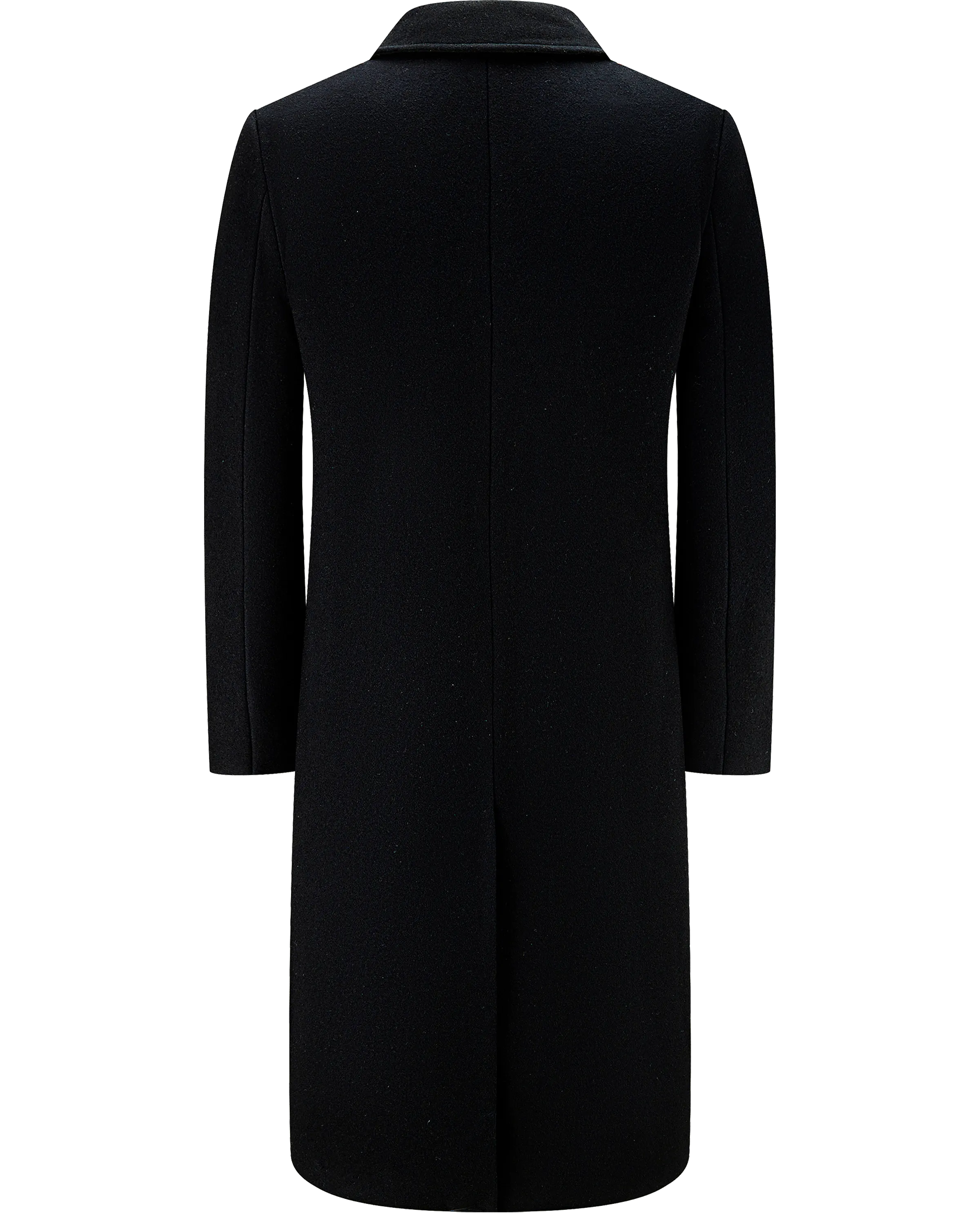 Black Double Breasted Wool Cashmere Long Overcoat