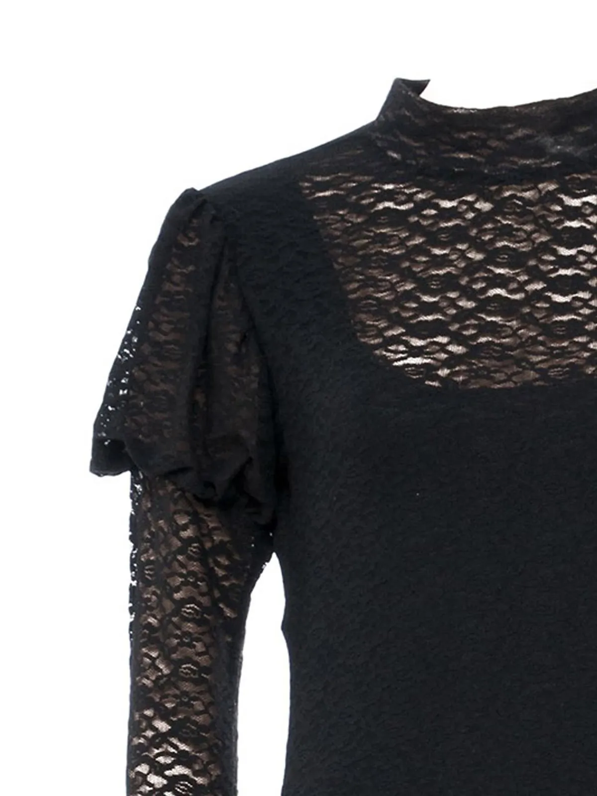 Black Lace Blackout Bodysuit for Adults