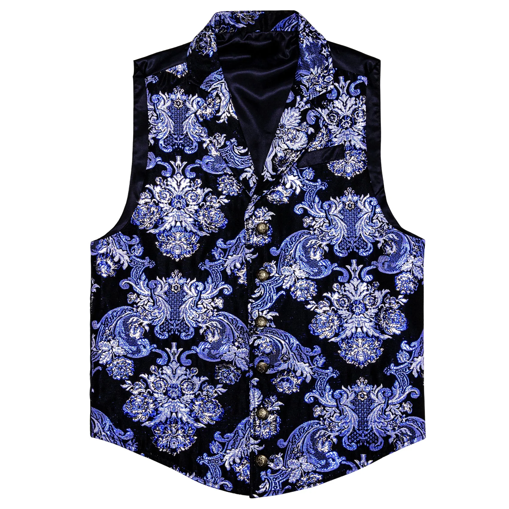 Black Purple Floral Jacquard Men's Collar Victorian Suit Vest