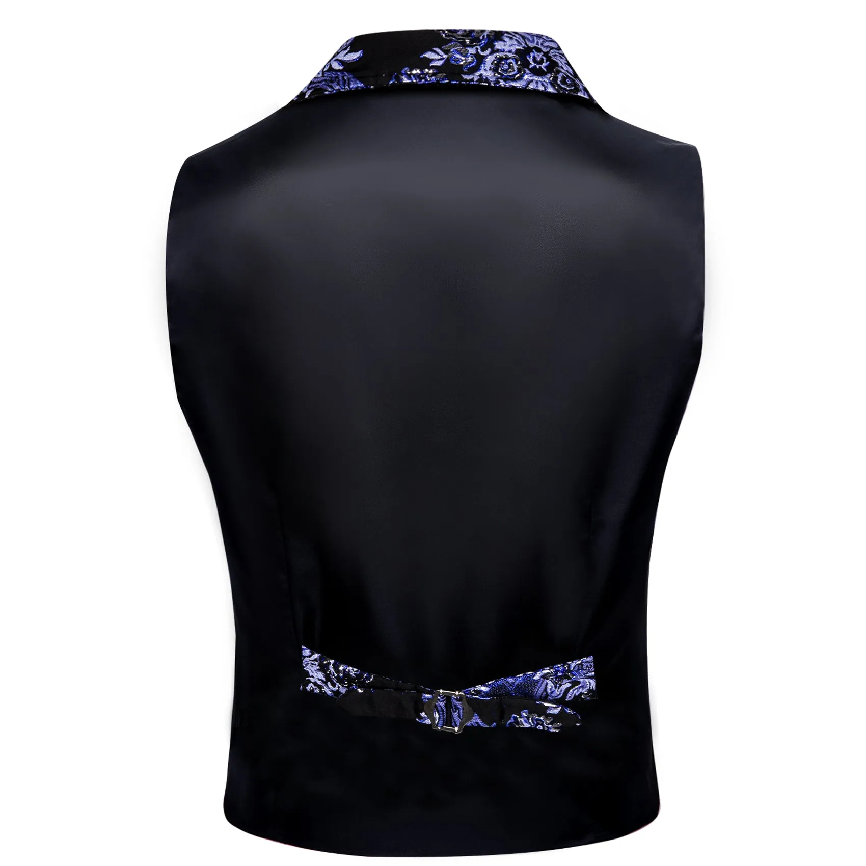 Black Purple Floral Jacquard Men's Collar Victorian Suit Vest