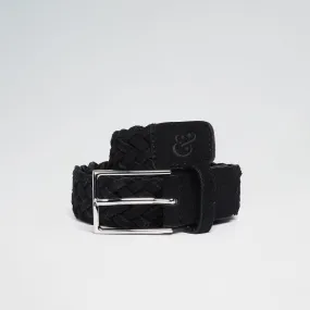 Black Woven Suede Belt