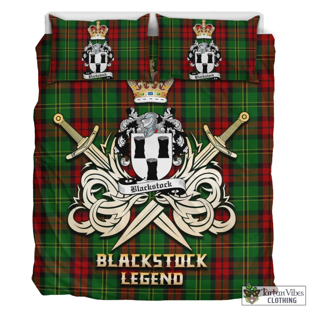 Blackstock Hunting Tartan Bedding Set with Clan Crest and the Golden Sword of Courageous Legacy