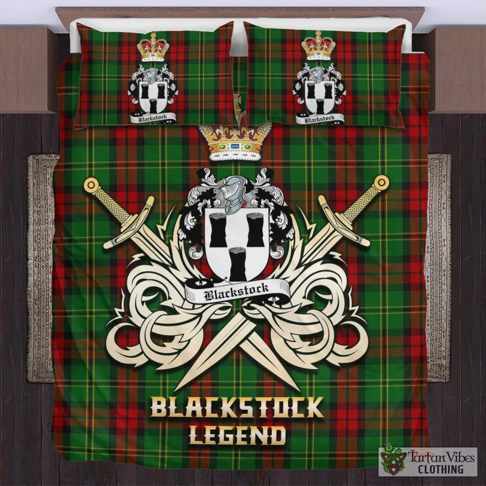 Blackstock Hunting Tartan Bedding Set with Clan Crest and the Golden Sword of Courageous Legacy