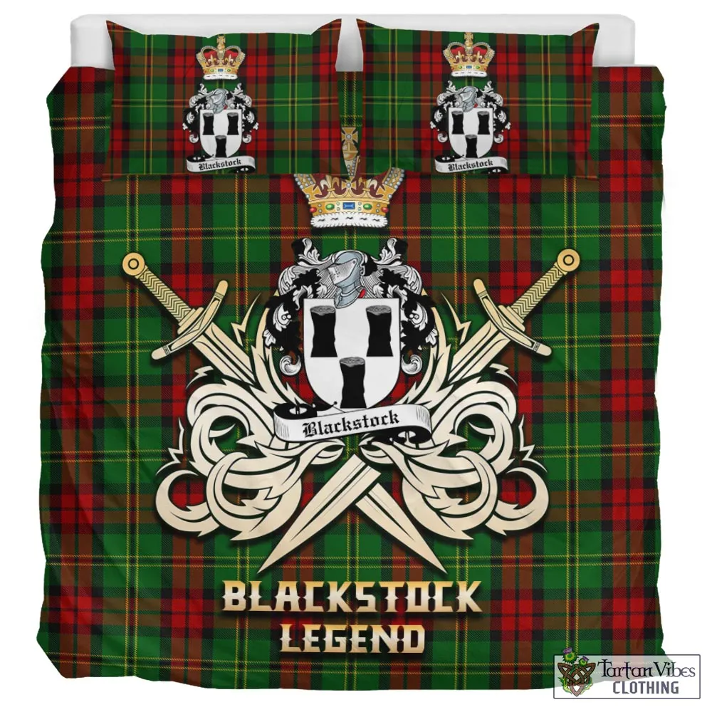 Blackstock Hunting Tartan Bedding Set with Clan Crest and the Golden Sword of Courageous Legacy