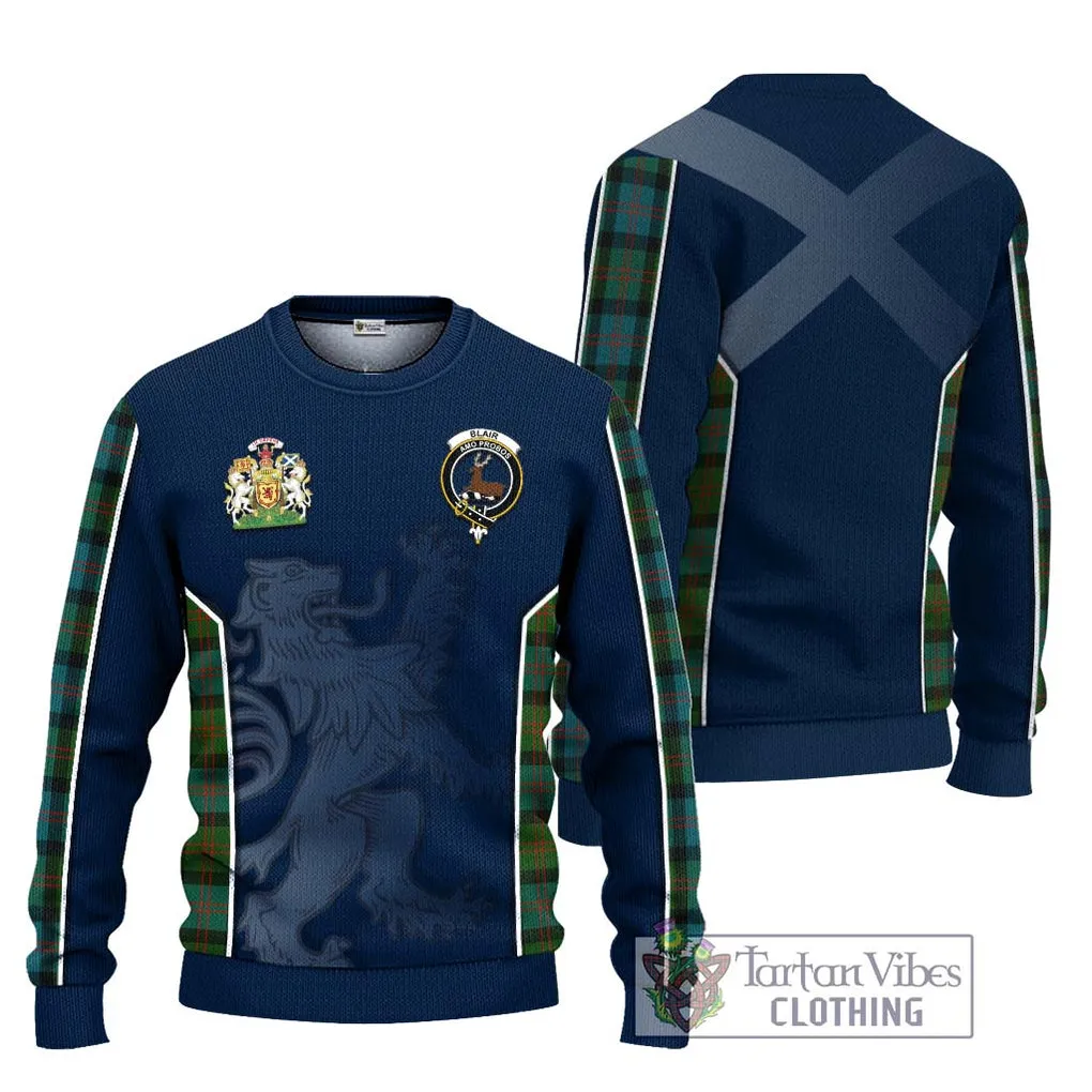 Blair Ancient Tartan Ugly Sweater with Family Crest and Lion Rampant Vibes Sport Style