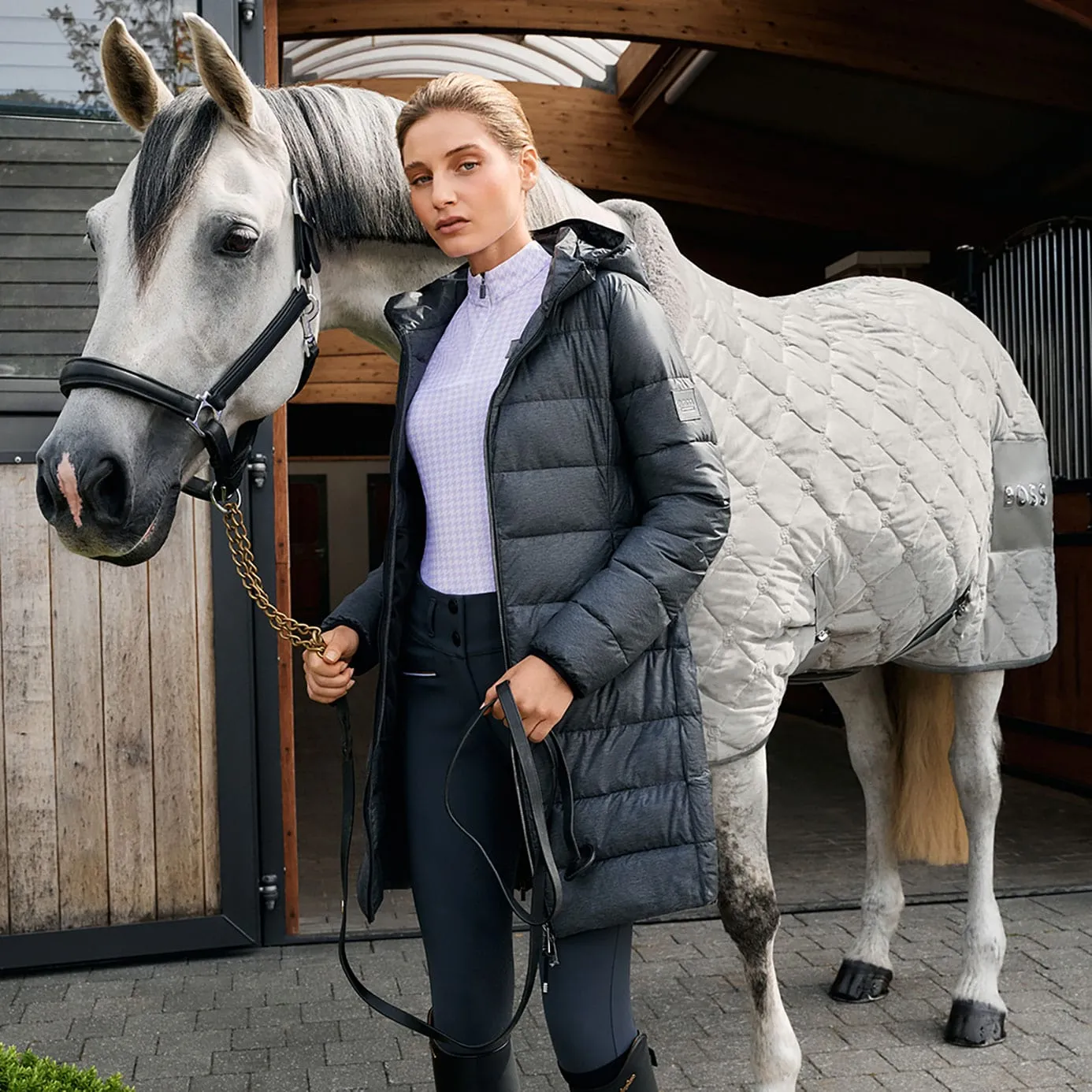 BOSS Equestrian Velvet Show Rug - Grey