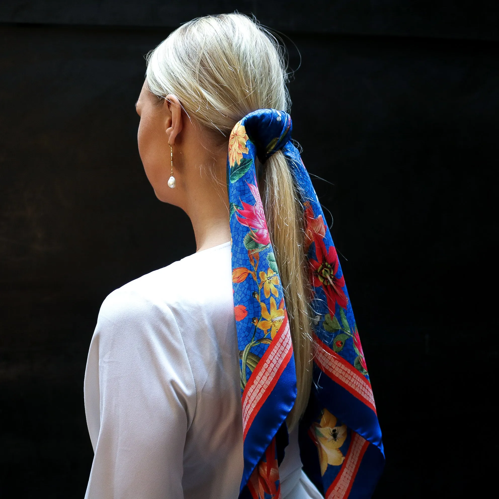 'Botanica Cornflower silk classic' Italian made 100% silk Scarf 90cm x 90cm