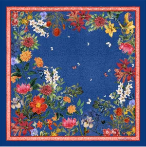 'Botanica Cornflower silk classic' Italian made 100% silk Scarf 90cm x 90cm