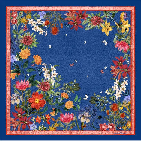 'Botanica Cornflower silk classic' Italian made 100% silk Scarf 90cm x 90cm