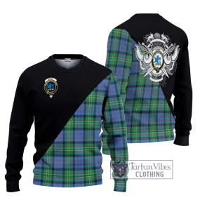 Bowie Ancient Tartan Ugly Sweater with Family Crest and Military Logo Style