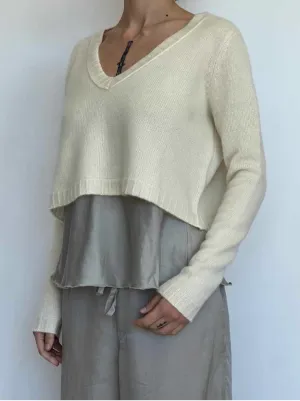 Brazeau Tricot  Creme Chunky V Curator Sweater