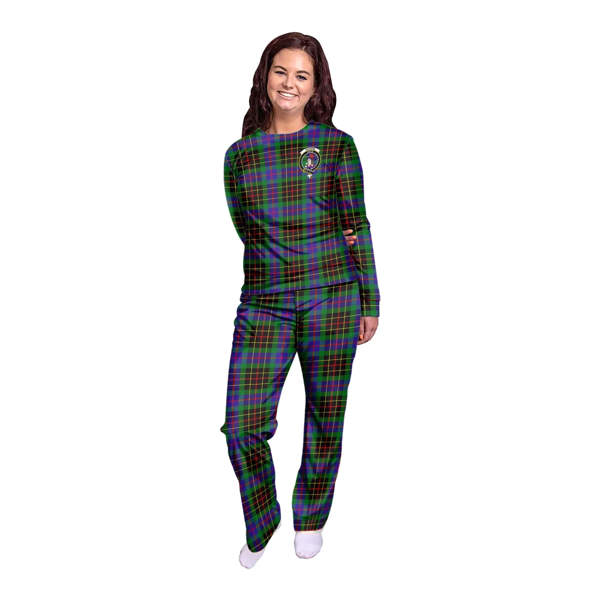 Brodie Hunting Modern Tartan Pajamas Family Set with Family Crest