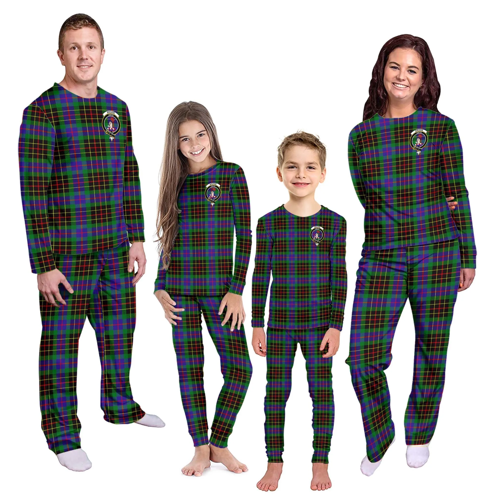 Brodie Hunting Modern Tartan Pajamas Family Set with Family Crest