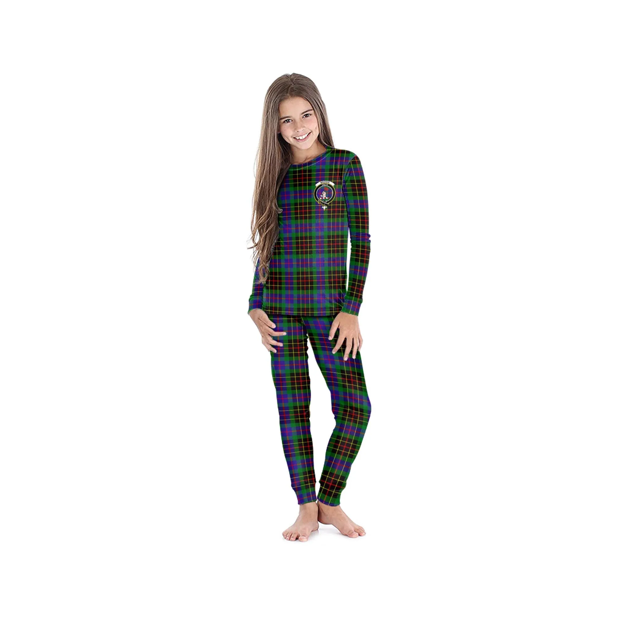 Brodie Hunting Modern Tartan Pajamas Family Set with Family Crest