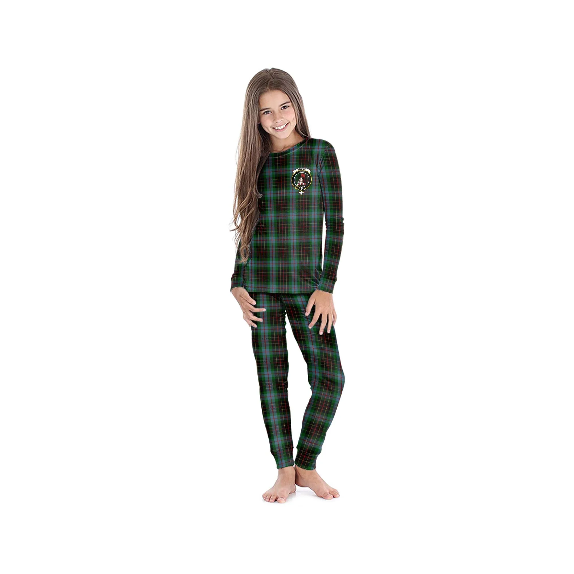 Brodie Hunting Tartan Pajamas Family Set with Family Crest