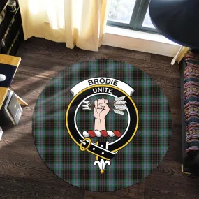 Brodie Hunting Tartan Round Rug with Family Crest