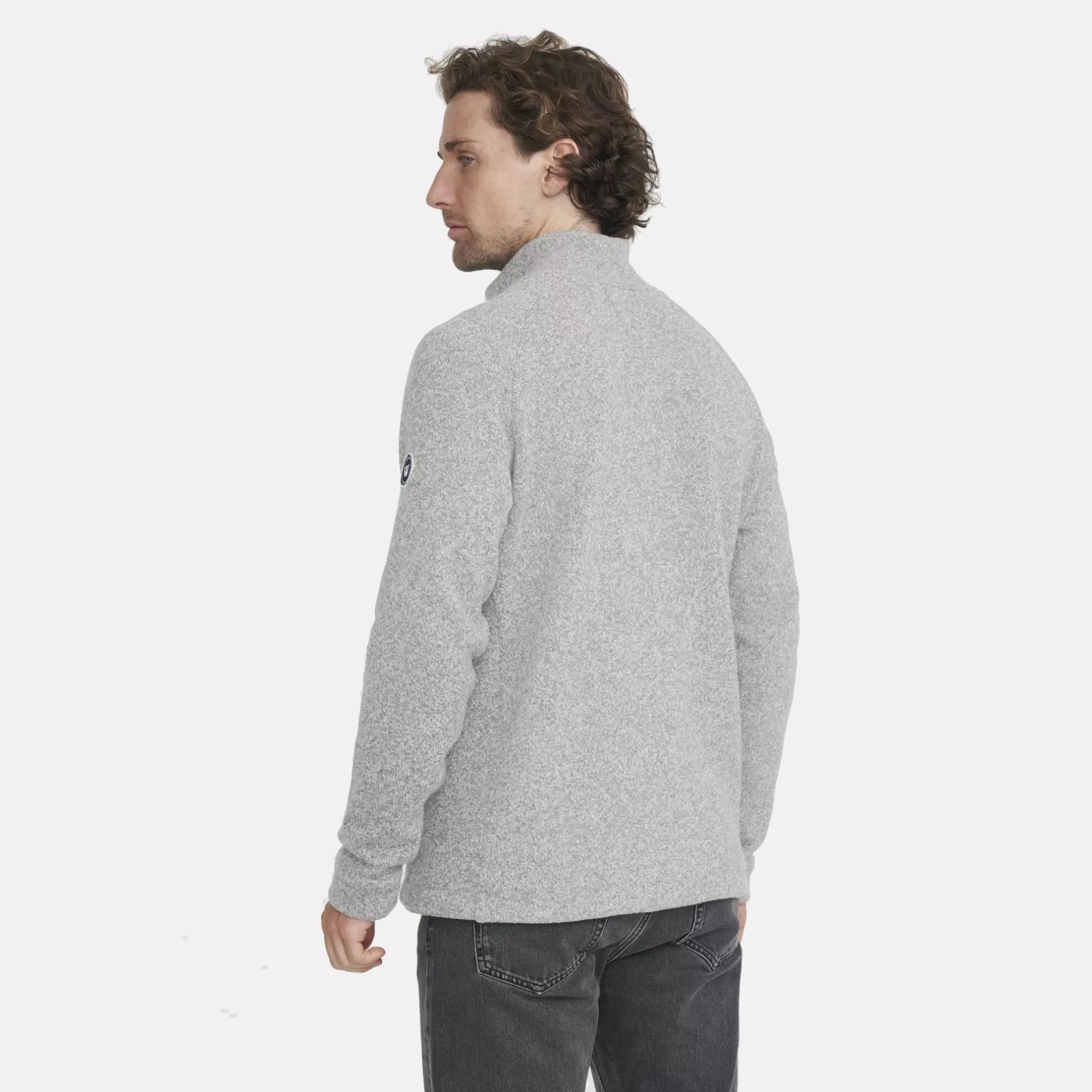 Bror Fullzip Wind Proof Knitted Wool Sweater / Marble Grey