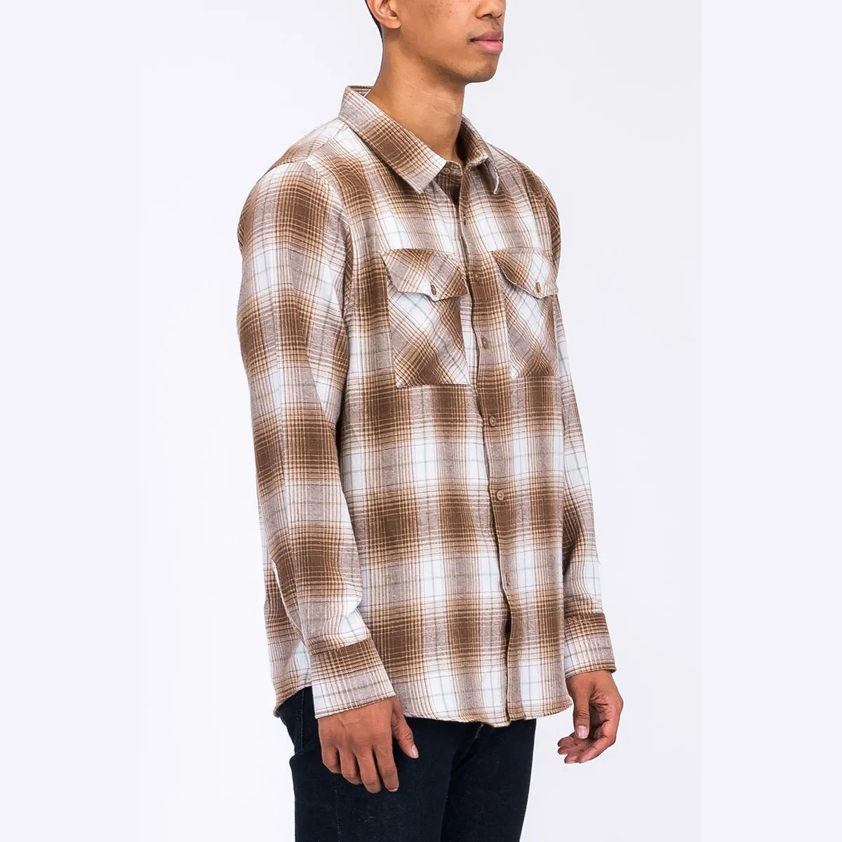 Brown & White Checkered Flannel Shirt