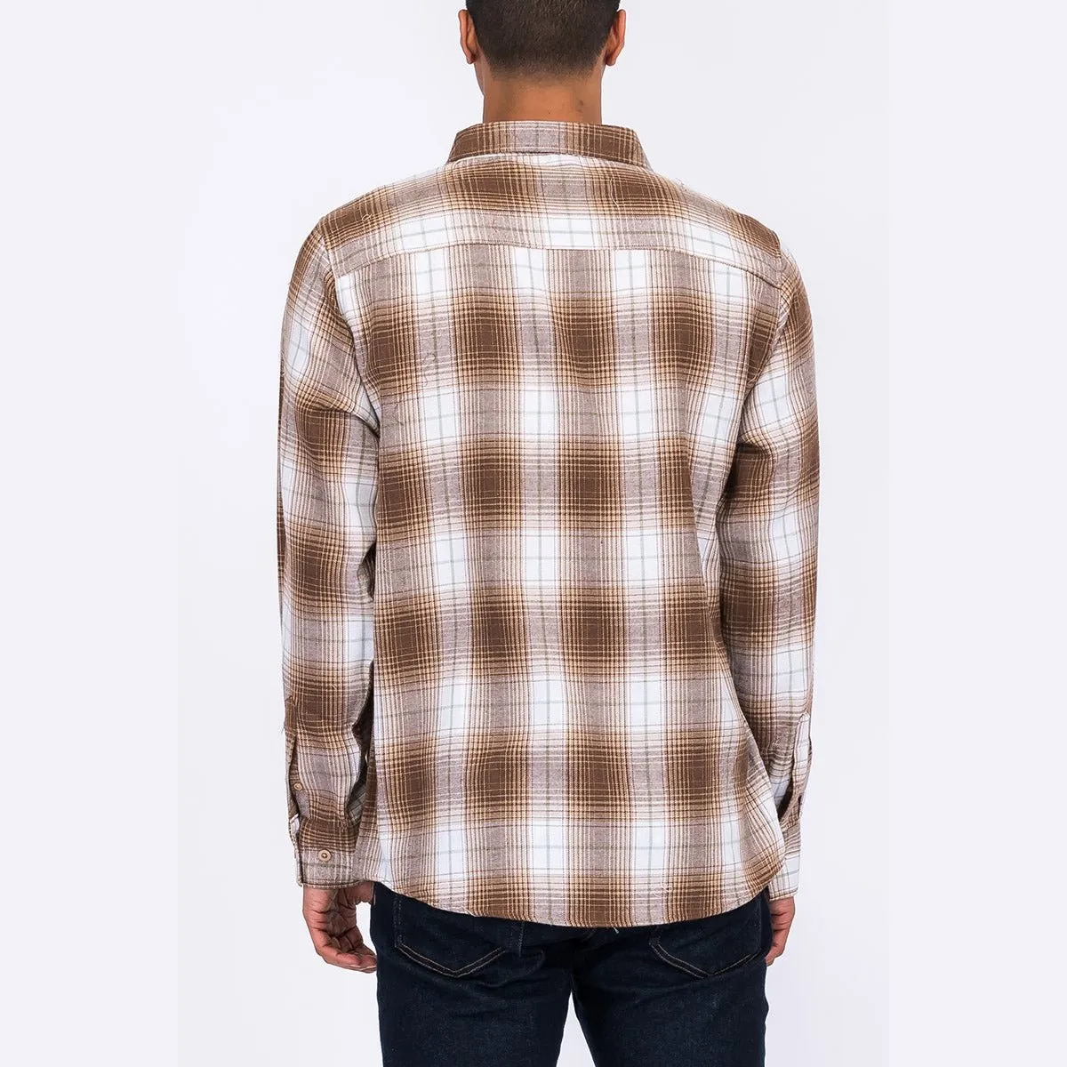 Brown & White Checkered Flannel Shirt