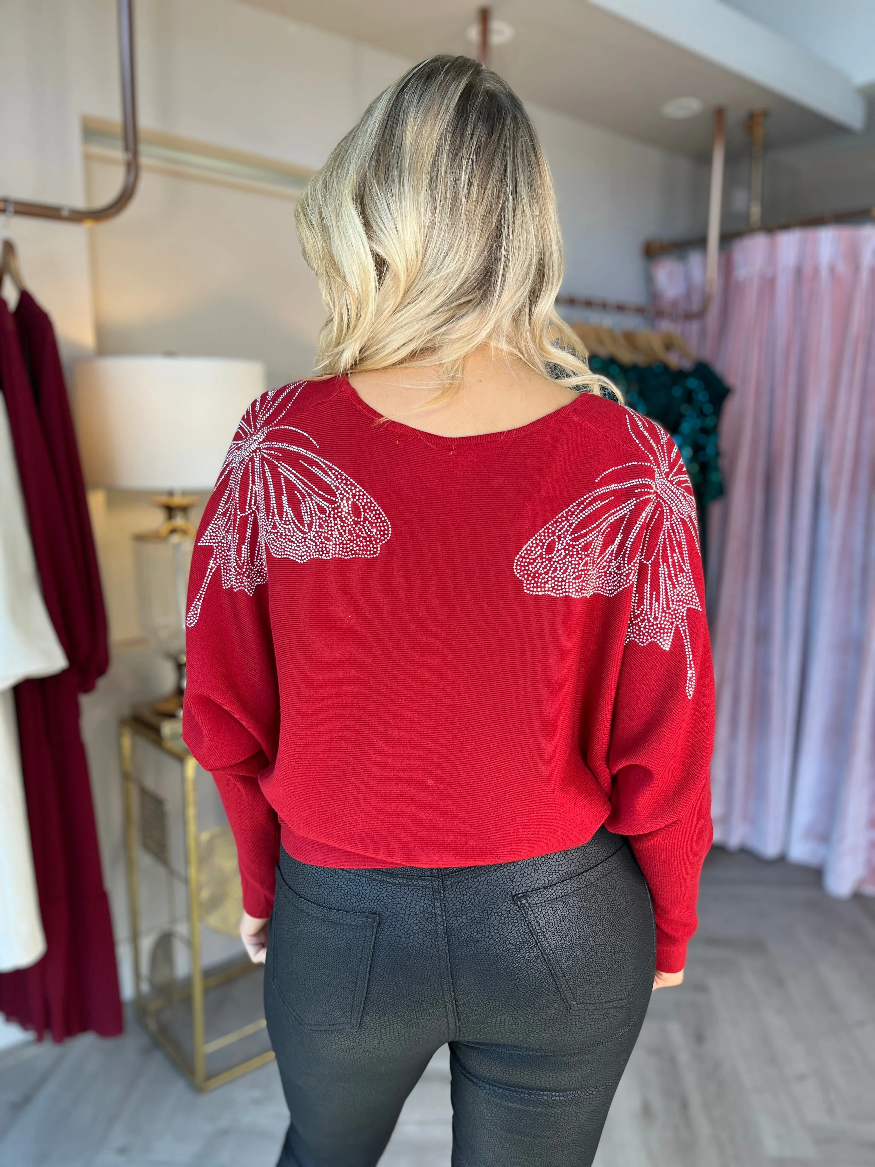 Butterfly Crimson Knit