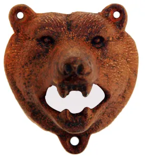 Cast Iron Wall Mount Black Bear Top Bottle Opener