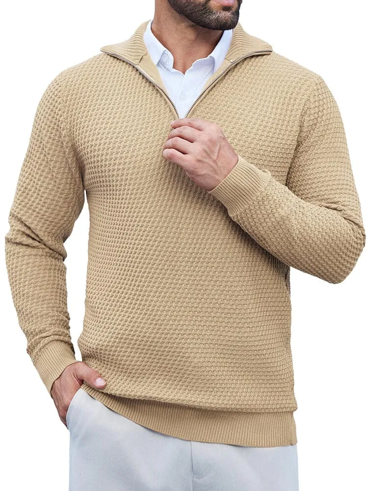 Casual Waffle Polo Sweater (US Only)